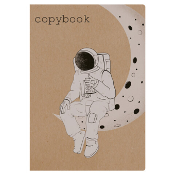 картинка Тетрадь 40 л. в клетку обложка КРАФТ, бежевая бумага 70 г/м2, сшивка, А5 (147х210 мм), SPACE TRAVELER, BRAUBERG, 403760 от магазина МОЛТИ