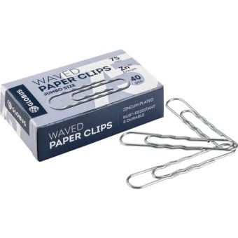 картинка Скрепки большие 75 мм, оцинкованные, гофрированные, 40 шт., в картонной коробке, GLOBUS, Г75-40Ц, Г 75-40 Ц от магазина МОЛТИ