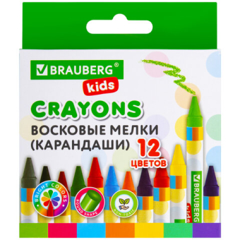 картинка Восковые мелки BRAUBERG KIDS, НАБОР 12 цветов, 271696 от магазина МОЛТИ
