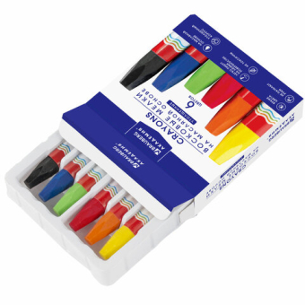 картинка Восковые мелки утолщенные BRAUBERG "АКАДЕМИЯ", НАБОР 6 цветов, на масляной основе, яркие цвета, 227294 от магазина МОЛТИ