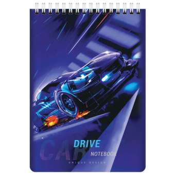 картинка Блокнот А5 (146х206 мм), 60 л., гребень, картон, клетка, BRAUBERG KIDS, "Racing", 114363 от магазина МОЛТИ