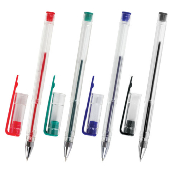 картинка Ручки гелевые STAFF "Basic" GP-789, НАБОР 4 ЦВЕТА, хромированный наконечник, узел 0,5 мм, 142792 от магазина МОЛТИ