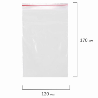 картинка Пакеты с замком ZIP LOCK "зиплок", комплект 100 шт., 120х170 мм, ПВД, толщина 35 микрон, BRAUBERG, 606212 от магазина МОЛТИ