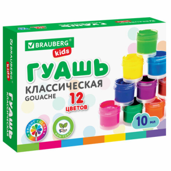 картинка Гуашь BRAUBERG KIDS "NEW", 12 цветов по 10 мл, 192368 от магазина МОЛТИ