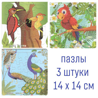 картинка Пазлы 3в1 210-2-053 (12) Птицы 14х0,3х14  20Д (40,50,3х13,7см) от магазина МОЛТИ