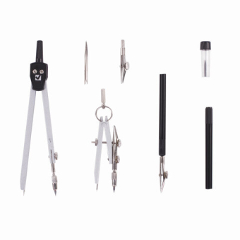 картинка Готовальня BRAUBERG "Architect", 7 предметов: циркуль + кронциркуль с рейсфедором, рейсфедер + держатель, 2 вставки, грифель, 210346 от магазина МОЛТИ