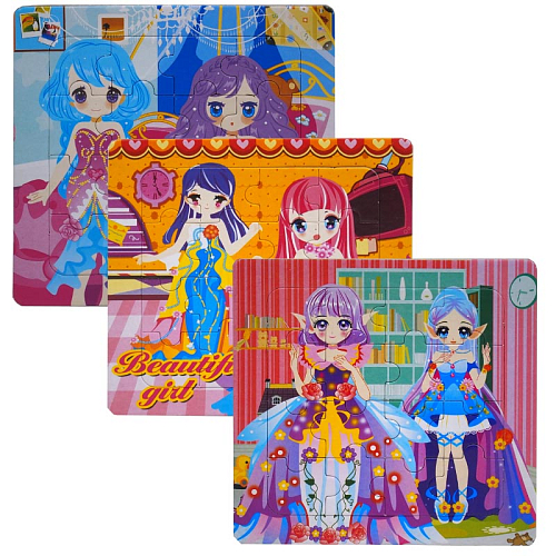 Пазлы P3-e DEV тройные Девочки с расскраской (уп. 43*14см)