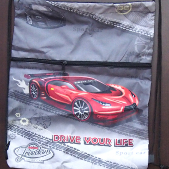 картинка Мешок  для обуви 40*50 с карманом на молнии SPORTCAR красный от магазина МОЛТИ