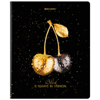 картинка Тетрадь А5, 48 л., BRAUBERG, скоба, клетка, матовая ламинация, фольга, "Black&Gold" (микс в спайке), 404370 от магазина МОЛТИ