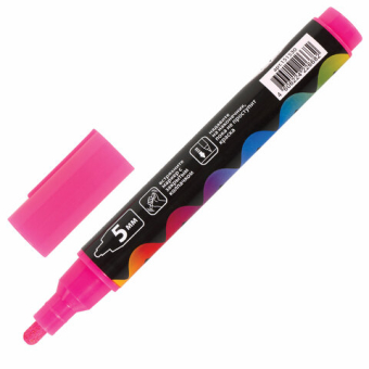 картинка Маркер меловой "POP-ART" РОЗОВЫЙ, 5 мм, стираемый, для гладких поверхностей, BRAUBERG, 151530 от магазина МОЛТИ