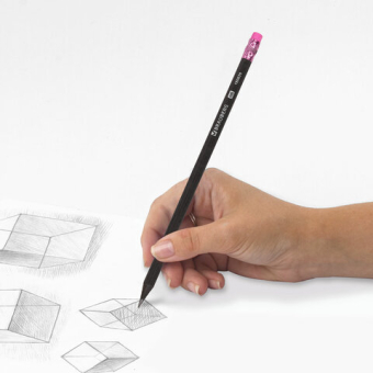 картинка Карандаш чернографитный BRAUBERG, 1 шт., "Black Wood", НВ, с ластиком ассорти, черное дерево, заточенный, 180629 от магазина МОЛТИ