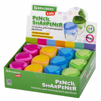 картинка Точилка BRAUBERG KIDS "MAXI", 2 отверстия, с большим контейнером, трехгранный корпус, цвета ассорти, 271945 от магазина МОЛТИ