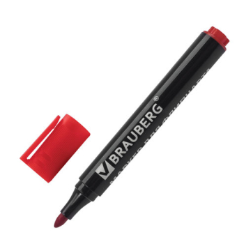 картинка Маркер для бумажного флипчарта BRAUBERG, НЕПРОПИТЫВАЮЩИЙ, КРАСНЫЙ, 2,5 мм, 151255 от магазина МОЛТИ