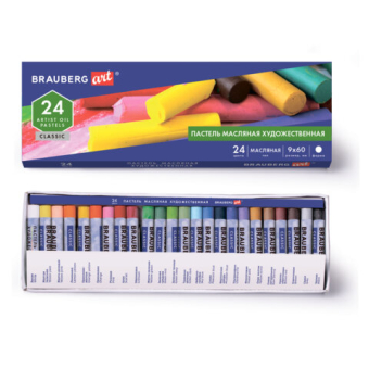 картинка Пастель масляная художественная BRAUBERG ART CLASSIC, 24 цвета, круглое сечение, 181448 от магазина МОЛТИ