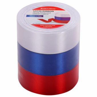 картинка Лента атласная ширина 40 мм, набор 3 цвета по 23 м, BRAUBERG, 591505 от магазина МОЛТИ