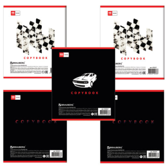 картинка Тетрадь А5, 48 л., BRAUBERG, скоба, линия, обложка картон, СПОРТКАРЫ, 403027 от магазина МОЛТИ