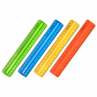 картинка Линейка пластик 20 см BRAUBERG, с держателем, прозрачная, неоновая, ассорти, 210834 от магазина МОЛТИ