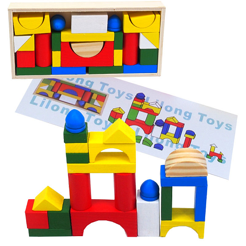 Деревянные 2745-13/2580 кубики геометрические фигуры в коробке малый 14,5х4,5х21см (26шт)