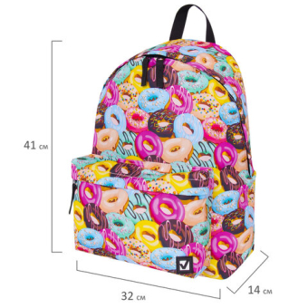 картинка Рюкзак BRAUBERG СИТИ-ФОРМАТ универсальный, "Donuts", разноцветный, 41х32х14 см, 228862 от магазина МОЛТИ