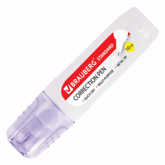 картинка Ручка-корректор BRAUBERG, 10 мл, металлический наконечник, в упаковке с подвесом, 222059 от магазина МОЛТИ