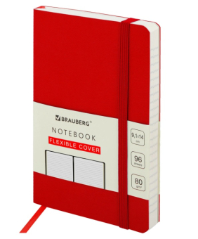 картинка Блокнот МАЛЫЙ ФОРМАТ (91х140 мм) А6, BRAUBERG ULTRA, под кожу, 80 г/м2,96 л, линия, красный, 113028 от магазина МОЛТИ