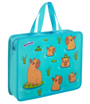 картинка Папка на молнии с ручками ЮНЛАНДИЯ А4, 1 отделение, пластик, 80 мм, "Capy time", 272154 от магазина МОЛТИ