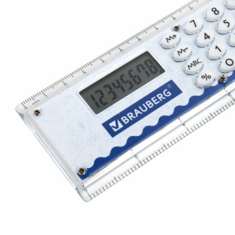 картинка Калькулятор с линейкой 15 см, BRAUBERG DC-107 (53x158 мм), 8 разрядов, 271727 от магазина МОЛТИ