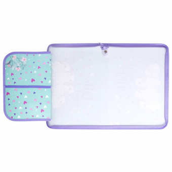 картинка Папка для труда на молнии ЮНЛАНДИЯ А4, 1 отделение, откидная планка, органайзер, "Little bunny", 270984 от магазина МОЛТИ