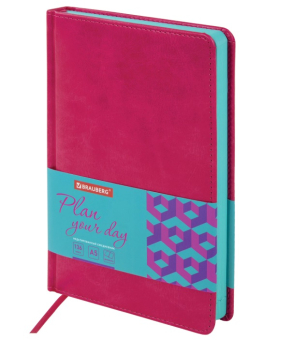 картинка Ежедневник недатированный А5 138х213 мм BRAUBERG "Rainbow" под кожу, 136 л., розовый, 111665 от магазина МОЛТИ