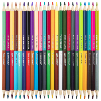 картинка Карандаши цветные двусторонние BRAUBERG PREMIUM TWIN COLOUR, 24 шт., 48 цв., туба, шестигранные, грифель 3,3 мм, натуральное дерево, 181876 от магазина МОЛТИ