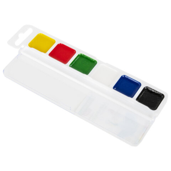 картинка Краски акварельные BRAUBERG KIDS, медовые, 6 цветов, квадратные кюветы, пластиковый пенал, 192281 от магазина МОЛТИ