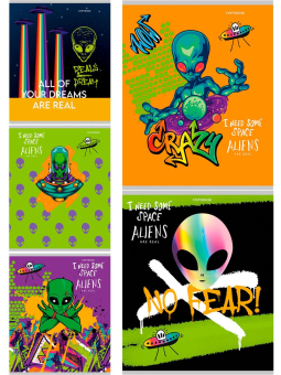 картинка ТМ"Collezione"  Тетрадь КЛЕТКА 48л. ИНОПЛАНЕТНОЕ ВТОРЖЕНИЕ (48-8130) цв мел обл, 5 диз в спайке, 6+0 от магазина МОЛТИ