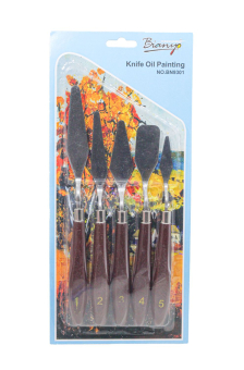 картинка Набор мастихинов 5 шт. металлических с деревянным дерателям. от магазина МОЛТИ