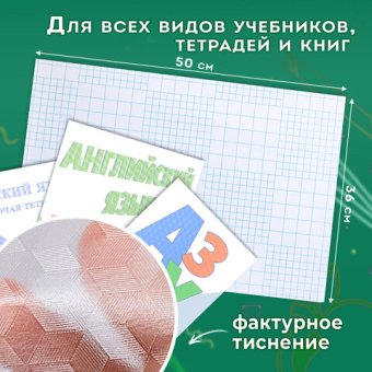 картинка Пленка самоклеящаяся для учебников и книг 50*36см, КОМПЛЕКТ 10шт, фактурная, ПИФАГОР, 227201 от магазина МОЛТИ