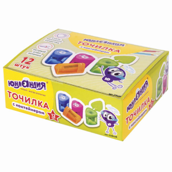 картинка Точилка ЮНЛАНДИЯ "Трио", с контейнером, пластиковая, корпус ассорти, 228438 от магазина МОЛТИ