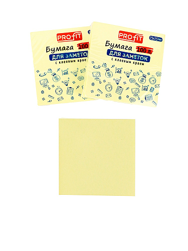 Бумага для заметок с клеевым краем ЖЕЛТАЯ (ЗБ-5572), инд.ШК, 75х75 мм, 100л, кратно 12