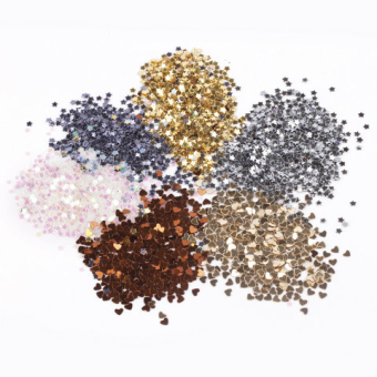 картинка Блестки для декора, поделок, DIY, творчества, оформления, ФИГУРНЫЕ МЕТАЛЛИК, ОСТРОВ СОКРОВИЩ, диспенсер с дозатором, 6 цветов по 9 г, 191373 от магазина МОЛТИ