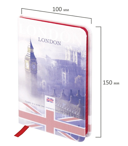 Блокнот МАЛЫЙ ФОРМАТ (100х150 мм) А6, BRAUBERG VISTA "London", под кожу, твердый, 80 л., 112092