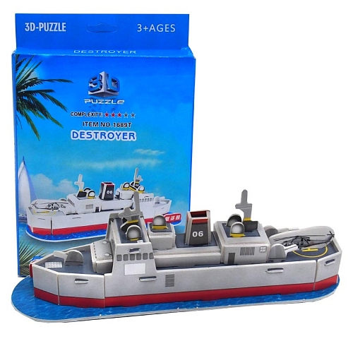 Пазл 3D 1689-T бумажный военный Катер в коробке 14,5х1х11см.PS25 (модель 20х5,8х7,5см)