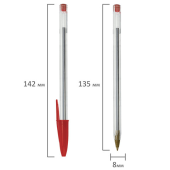 картинка Ручка шариковая STAFF Basic Budget BP-04, КРАСНАЯ, линия письма 0,5мм, с штрихкодом, 143870 от магазина МОЛТИ