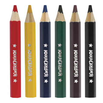 картинка Карандаши цветные утолщенные ЮНЛАНДИЯ "МАЛЫШИ-КАРАНДАШИ", 6 цветов, укороченные, шестигранные, грифель 5 мм, натуральное дерево, 181375 от магазина МОЛТИ