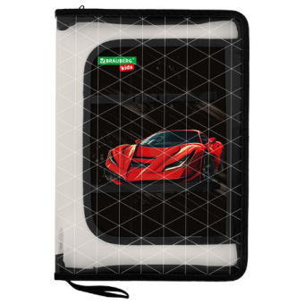 картинка Папка для труда на молнии BRAUBERG KIDS А4, 1 отделение, прозрачная, органайзер, "Red car", 272209 от магазина МОЛТИ