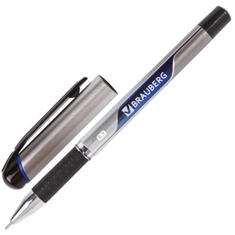 картинка Ручка шариковая масляная с грипом BRAUBERG "Signature", СИНЯЯ, печать, узел 0,7 мм, линия письма 0,35 мм, 142688 от магазина МОЛТИ