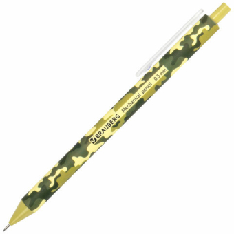 картинка Карандаш механический 0,5 мм, BRAUBERG SOFT PRINT MILITARY, HB, корпус soft-touch ассорти, 181959 от магазина МОЛТИ