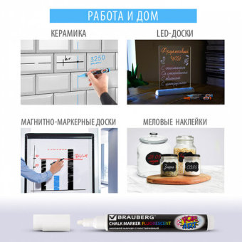 картинка Маркер меловой "POP-ART" ЖЕЛТЫЙ, 5 мм, стираемый, для гладких поверхностей, BRAUBERG, 151528 от магазина МОЛТИ