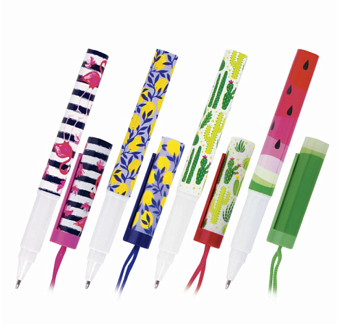 Ручка шариковая на шнурке ПИФАГОР Орнамент, СИНЯЯ, корпус ассорти, линия 0,35мм, 141465