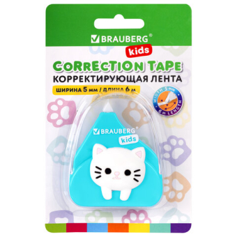 картинка Корректирующая лента BRAUBERG KIDS "Котенок", 5 мм х 6 м, корпус ассорти, блистер, 272494 от магазина МОЛТИ