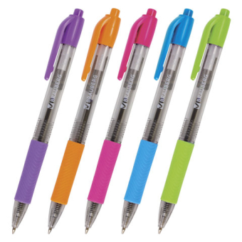 картинка Ручка шариковая автоматическая с грипом BRAUBERG "Insight", СИНЯЯ, детали ассорти, узел 0,7 мм, линия письма 0,35 мм, 141548 от магазина МОЛТИ