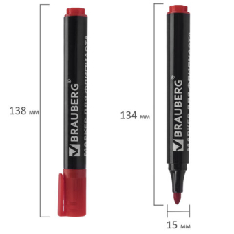 картинка Маркер для бумажного флипчарта BRAUBERG, НЕПРОПИТЫВАЮЩИЙ, КРАСНЫЙ, 2,5 мм, 151255 от магазина МОЛТИ