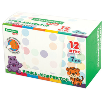 картинка Ручка-корректор BRAUBERG KIDS "ЗВЕРЯТА", 7 мл, металлический наконечник, корпус ассорти, 272493 от магазина МОЛТИ